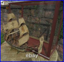 Antique 3/8 Scale Model Spanish Galleon Ship w Glass Case 1927 Dillsburg Pa