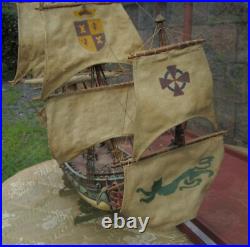 Antique 3/8 Scale Model Spanish Galleon Ship w Glass Case 1927 Dillsburg Pa