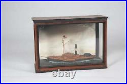 Antique Encased Model Ship Diorama American Sidewheeler Steamship Maritime D