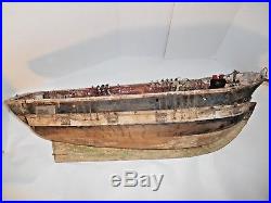 Antique Hand Crafted Large Wood Model Sailing Ship for Restoration