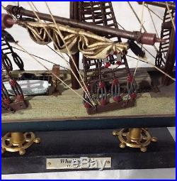 Antique Hand-Crafted Wooden Sailboat Ship Model Miniature for Display
