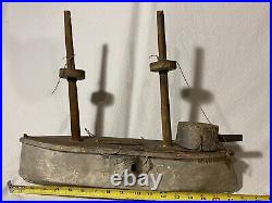 Antique Handmade Folk Art Ship Model USS Montgomery circa 1860s Civil Bliss U-66