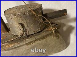 Antique Handmade Folk Art Ship Model USS Montgomery circa 1860s Civil Bliss U-66