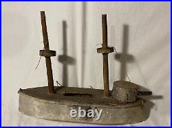 Antique Handmade Folk Art Ship Model USS Montgomery circa 1860s Civil Bliss U-66