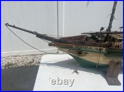 Antique Large Wooden Model Ship Sovereign Seas With Sails Antique Large Wooden Model Ship Sovereign Seas With Sails