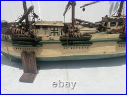 Antique Large Wooden Model Ship Sovereign Seas With Sails