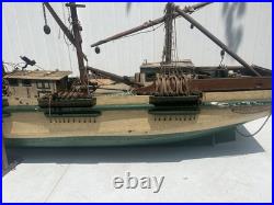 Antique Large Wooden Model Ship Sovereign Seas With Sails