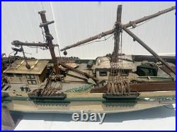 Antique Large Wooden Model Ship Sovereign Seas With Sails