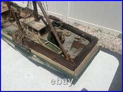 Antique Large Wooden Model Ship Sovereign Seas With Sails