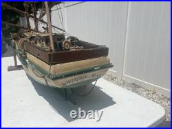 Antique Large Wooden Model Ship Sovereign Seas With Sails