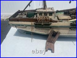 Antique Large Wooden Model Ship Sovereign Seas With Sails