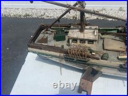 Antique Large Wooden Model Ship Sovereign Seas With Sails