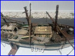 Antique Large Wooden Model Ship Sovereign Seas With Sails