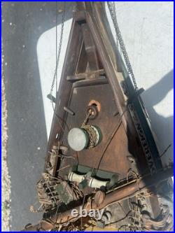 Antique Large Wooden Model Ship Sovereign Seas With Sails