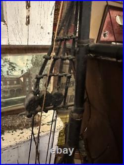 Antique Primitive Handmade Folk Art Pond Boat Model Ship