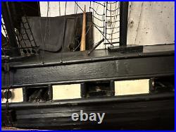 Antique Primitive Handmade Folk Art Pond Boat Model Ship