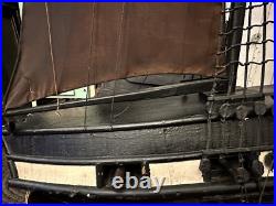 Antique Primitive Handmade Folk Art Pond Boat Model Ship