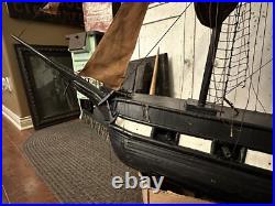 Antique Primitive Handmade Folk Art Pond Boat Model Ship