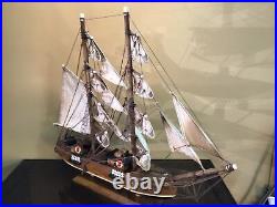 Antique Sailing Ship NOT A KIT 17.5tall 19long All Wood Bric-Barca Siglo XIX