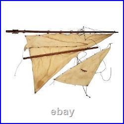 Antique Seaworthy Wooden Pond Sail Boat Inlaid Model Ship Hand Made