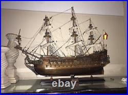 Antique wood ship model sanfelipe 1690