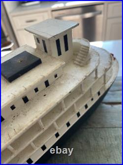 Antique wooden Ocean Liner Steam Ship Boat folk art hand made