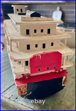 Antique wooden Ocean Liner Steam Ship Boat folk art hand made