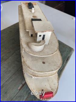 Antique wooden Ocean Liner Steam Ship Boat folk art hand made
