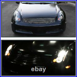 Black Fits 2003-2005 Infiniti G35 2Dr Coupe Factory HID Models Headlights Lamps