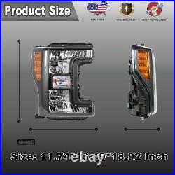 Black Headlights for 2017 2018 2019 Ford f250 F350 F-450 F-550 Super Duty Pair