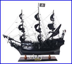 Black Pearl Caribbean Pirate Tall Ship Model 35 with Floor Display Case with Legs