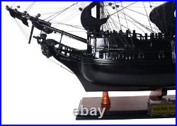 Black Pearl Caribbean Pirate Tall Ship Model 35 with Floor Display Case with Legs