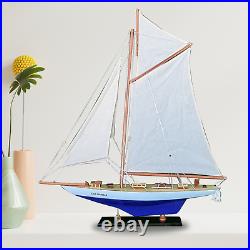 Blue Columbia Sailing Yacht Boat Wooden Model 27 Model Ship Handmade Decor Gift