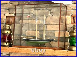 Blue Nose Sailing Ship Model with Custom Glass and Wood Trim Case