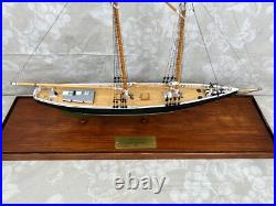 Blue Nose Sailing Ship Model with Custom Glass and Wood Trim Case