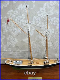 Blue Nose Sailing Ship Model with Custom Glass and Wood Trim Case