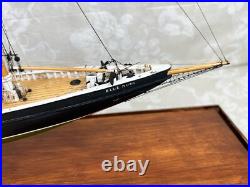 Blue Nose Sailing Ship Model with Custom Glass and Wood Trim Case