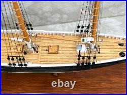 Blue Nose Sailing Ship Model with Custom Glass and Wood Trim Case