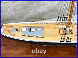 Blue Nose Sailing Ship Model with Custom Glass and Wood Trim Case