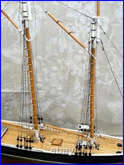 Blue Nose Sailing Ship Model with Custom Glass and Wood Trim Case