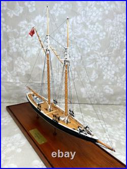 Blue Nose Sailing Ship Model with Custom Glass and Wood Trim Case