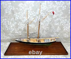Blue Nose Sailing Ship Model with Custom Glass and Wood Trim Case