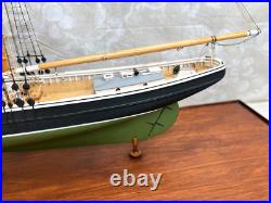 Blue Nose Sailing Ship Model with Custom Glass and Wood Trim Case