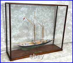 Blue Nose Sailing Ship Model with Custom Glass and Wood Trim Case