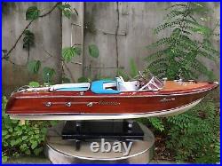 Blue Riva Aquarama Wooden Italian Speed Boat 53Cm Length