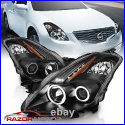 CCFL Halo RingFor 2008 2009 Nissan Altima 2DR Coupe Black Projector Headlights