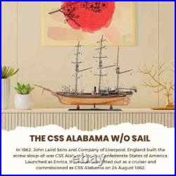 CSS Alabama witho Sail Handcrafted Wooden Ship Model With Masts & Metal Cannons
