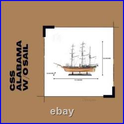 CSS Alabama witho Sail Handcrafted Wooden Ship Model With Masts & Metal Cannons
