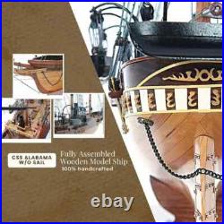 CSS Alabama witho Sail Handcrafted Wooden Ship Model With Masts & Metal Cannons