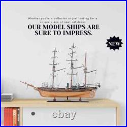 CSS Alabama witho Sail Handcrafted Wooden Ship Model With Masts & Metal Cannons